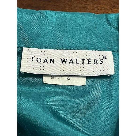 Vintage Joan Walters Lightweight Teal Green Jumpsuit W Shoulder pads Size 6 / XS - Picture 6 of 11
